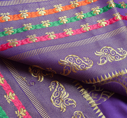 Dark Blue Banarasi Sari Art Silk Zari Woven Floral Border Saree Blouse Fabric