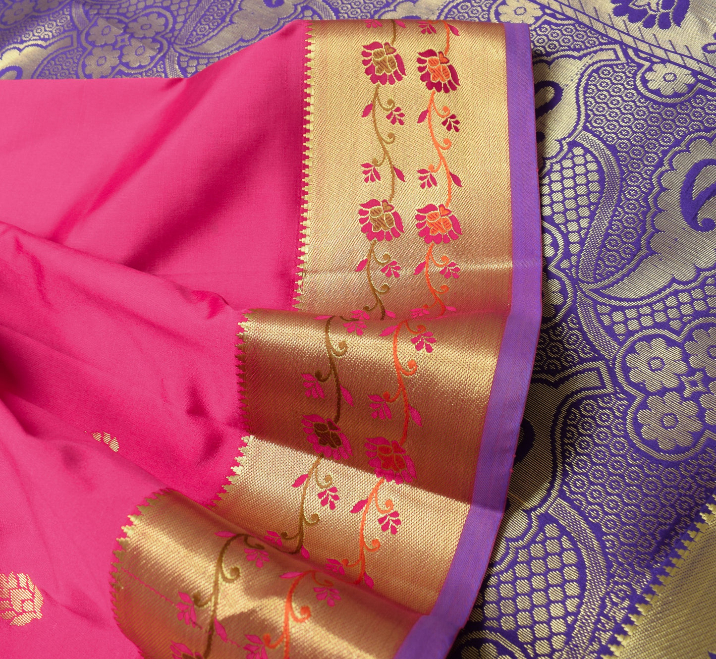 Pink Blue Banarasi Sari Art Silk Zari Woven Leaf Motifs Saree with Blouse Fabric