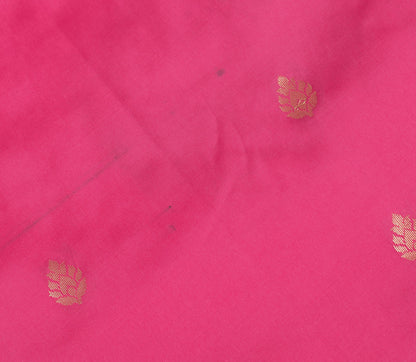 Pink Blue Banarasi Sari Art Silk Zari Woven Leaf Motifs Saree with Blouse Fabric