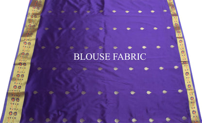 Pink Blue Banarasi Sari Art Silk Zari Woven Leaf Motifs Saree with Blouse Fabric