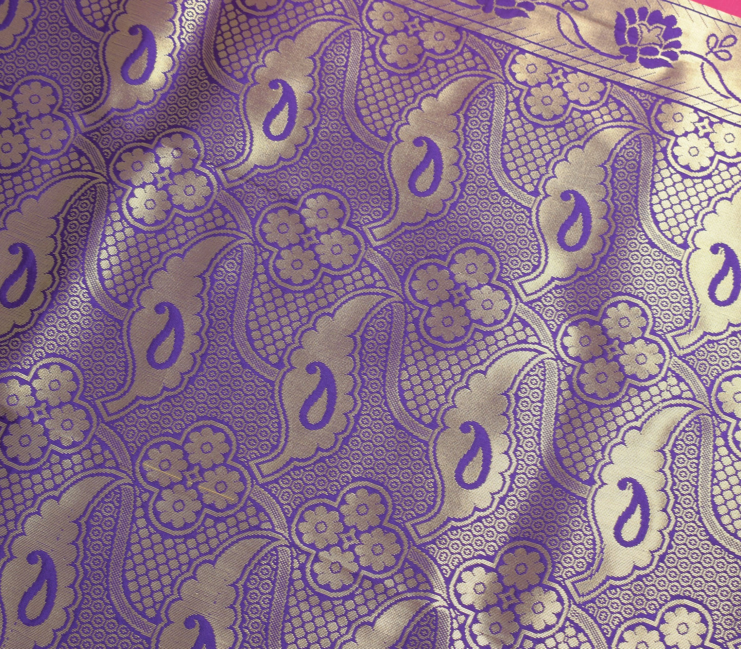 Pink Blue Banarasi Sari Art Silk Zari Woven Leaf Motifs Saree with Blouse Fabric