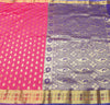 Pink Blue Banarasi Sari Art Silk Zari Woven Leaf Motifs Saree with Blouse Fabric
