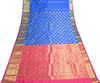 Royal Blue Banarasi Sari Art Silk Zari Woven Floral Border Saree Blouse Fabric