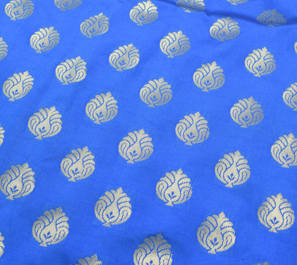 Royal Blue Banarasi Sari Art Silk Zari Woven Floral Border Saree Blouse Fabric