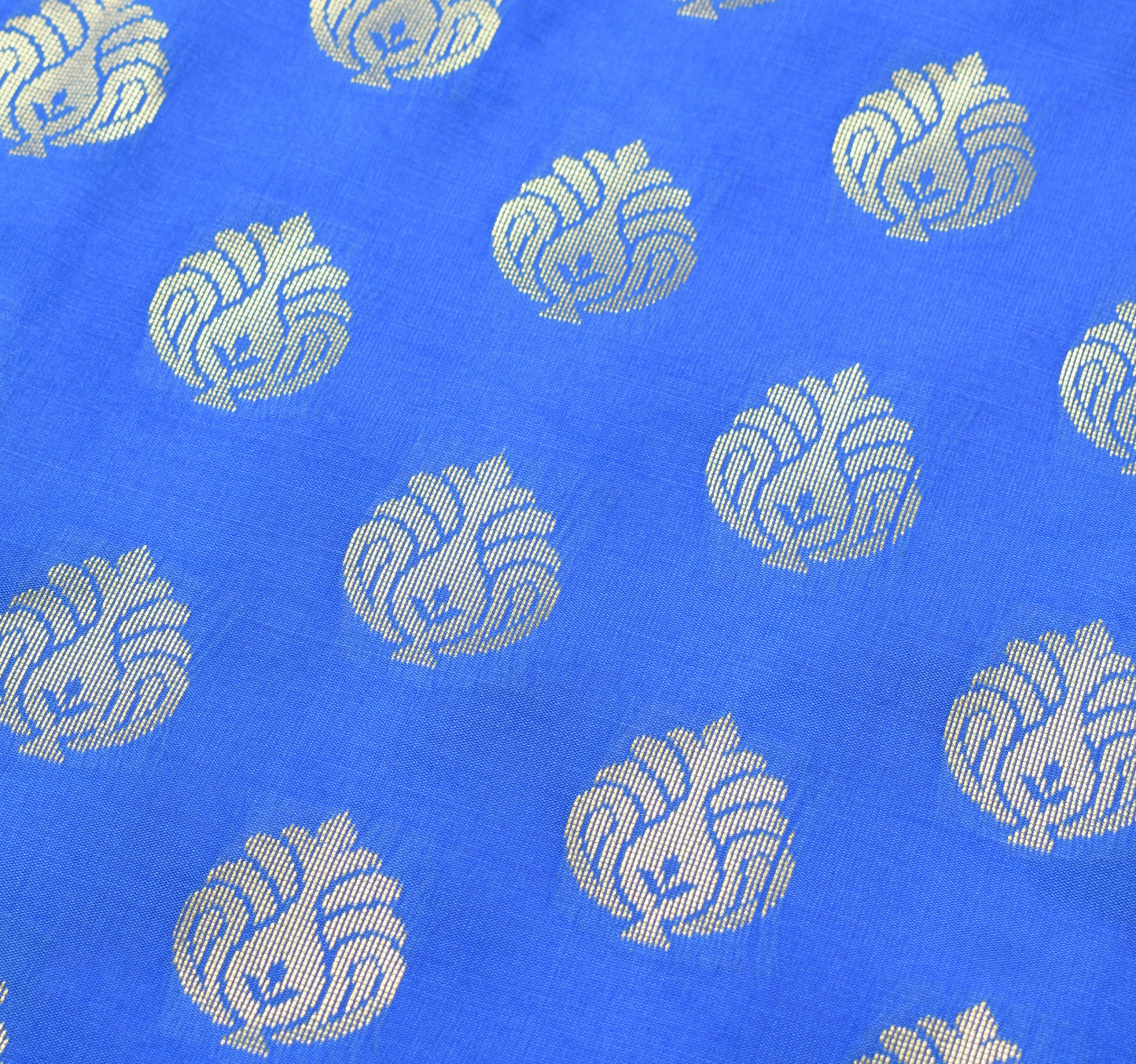 Royal Blue Banarasi Sari Art Silk Zari Woven Floral Border Saree Blouse Fabric