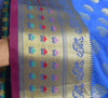 Royal Blue Banarasi Sari Art Silk Zari Woven Floral Border Saree Blouse Fabric
