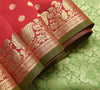 Indian Maroon Green Sari Banarasi Art Silk Saree with Blouse Gold Zari Weaving