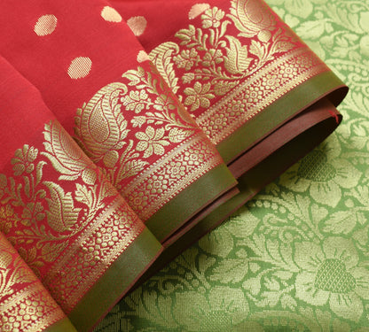 Indian Maroon Green Sari Banarasi Art Silk Saree with Blouse Gold Zari Weaving