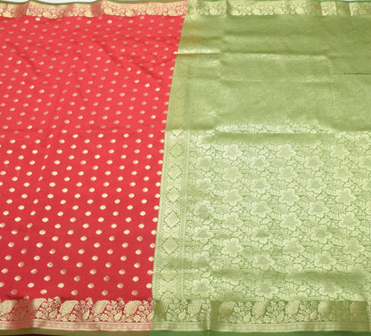Indian Maroon Green Sari Banarasi Art Silk Saree with Blouse Gold Zari Weaving