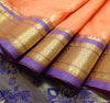 Indian Peachy Orange Sari Banarasi Art Silk Saree with Blouse Gold Zari Weaving