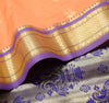 Indian Peachy Orange Sari Banarasi Art Silk Saree with Blouse Gold Zari Weaving