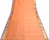 Indian Peachy Orange Sari Banarasi Art Silk Saree with Blouse Gold Zari Weaving