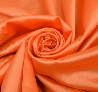 Indian Peachy Orange Sari Banarasi Art Silk Saree with Blouse Gold Zari Weaving