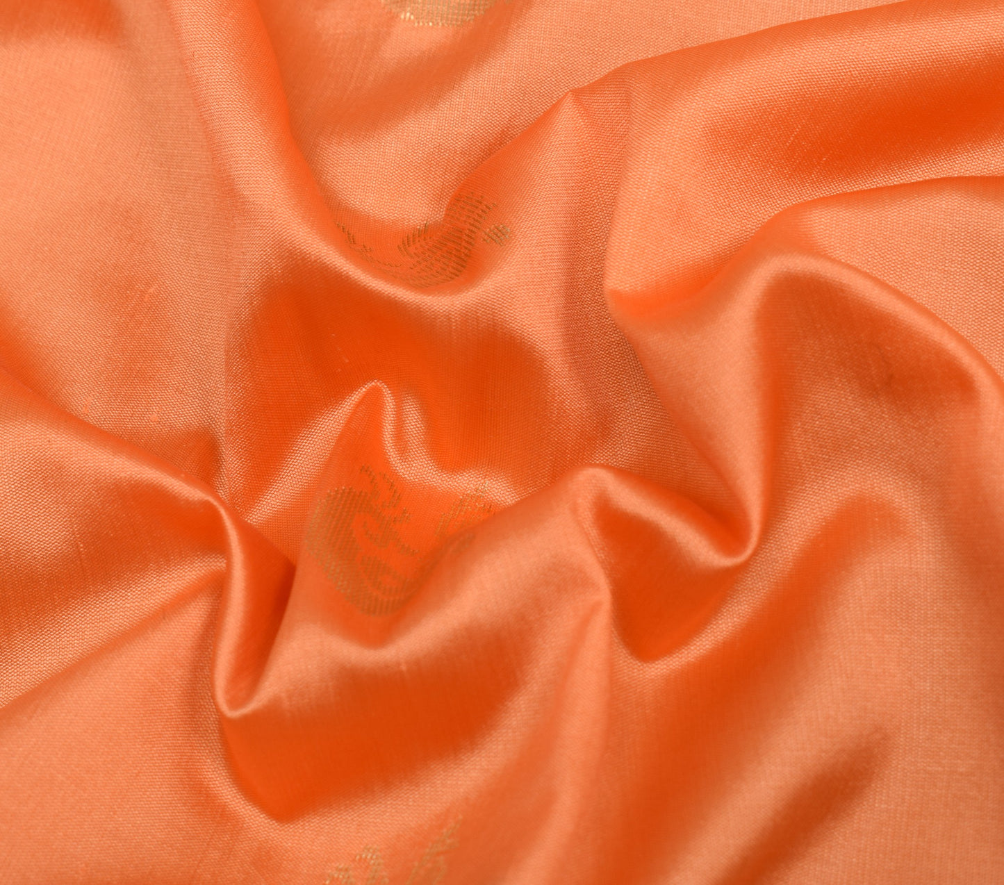 Indian Peachy Orange Sari Banarasi Art Silk Saree with Blouse Gold Zari Weaving