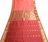 Indian Peach Maroon Sari Banarasi Art Silk Saree with Blouse Gold Zari Weaving