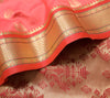 Indian Peach Maroon Sari Banarasi Art Silk Saree with Blouse Gold Zari Weaving