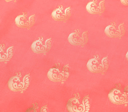 Indian Peach Maroon Sari Banarasi Art Silk Saree with Blouse Gold Zari Weaving