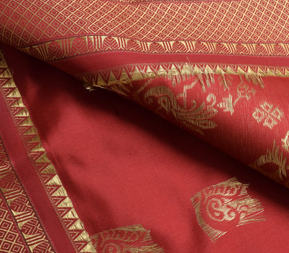 Indian Peach Maroon Sari Banarasi Art Silk Saree with Blouse Gold Zari Weaving