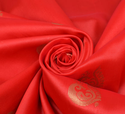 Indian Red & Green Sari Banarasi Art Silk Saree with Blouse Gold Zari Weaving