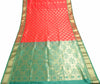 Indian Red & Green Sari Banarasi Art Silk Saree with Blouse Gold Zari Weaving