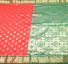 Indian Red & Green Sari Banarasi Art Silk Saree with Blouse Gold Zari Weaving