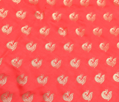 Indian Red & Green Sari Banarasi Art Silk Saree with Blouse Gold Zari Weaving