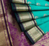 Indian Teal Green Sari Banarasi Art Silk Saree with Blouse Gold Zari Weaving