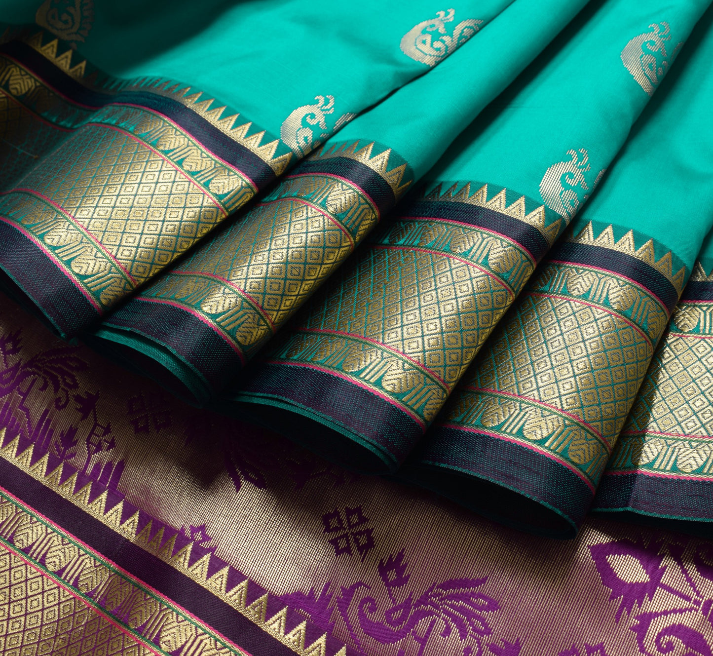 Indian Teal Green Sari Banarasi Art Silk Saree with Blouse Gold Zari Weaving