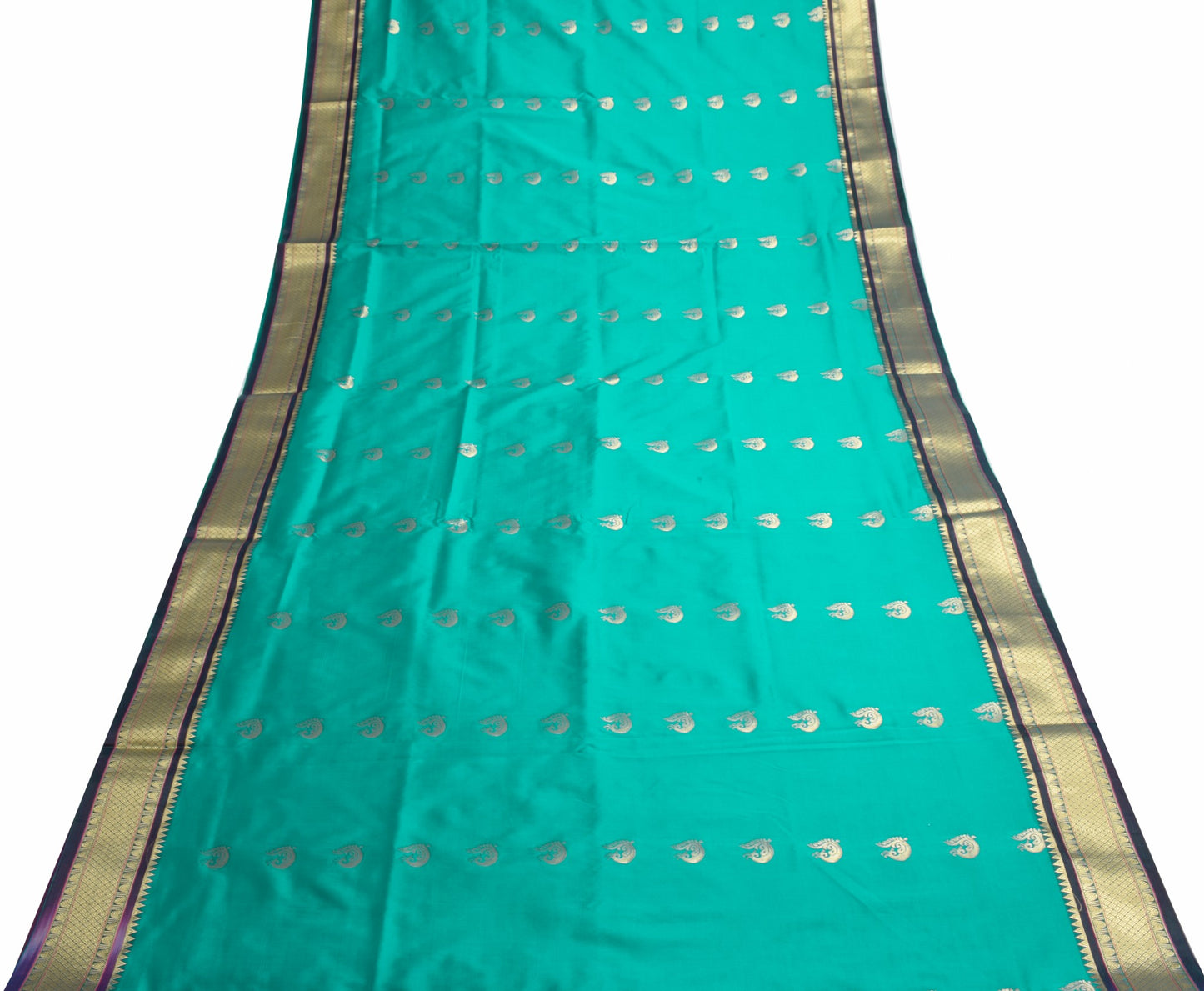 Indian Teal Green Sari Banarasi Art Silk Saree with Blouse Gold Zari Weaving