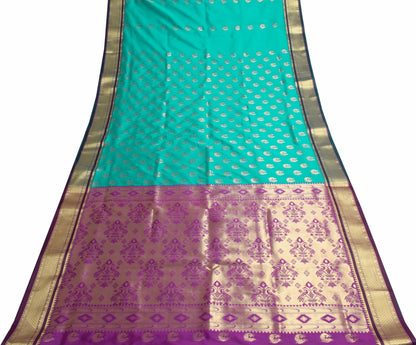 Indian Teal Green Sari Banarasi Art Silk Saree with Blouse Gold Zari Weaving