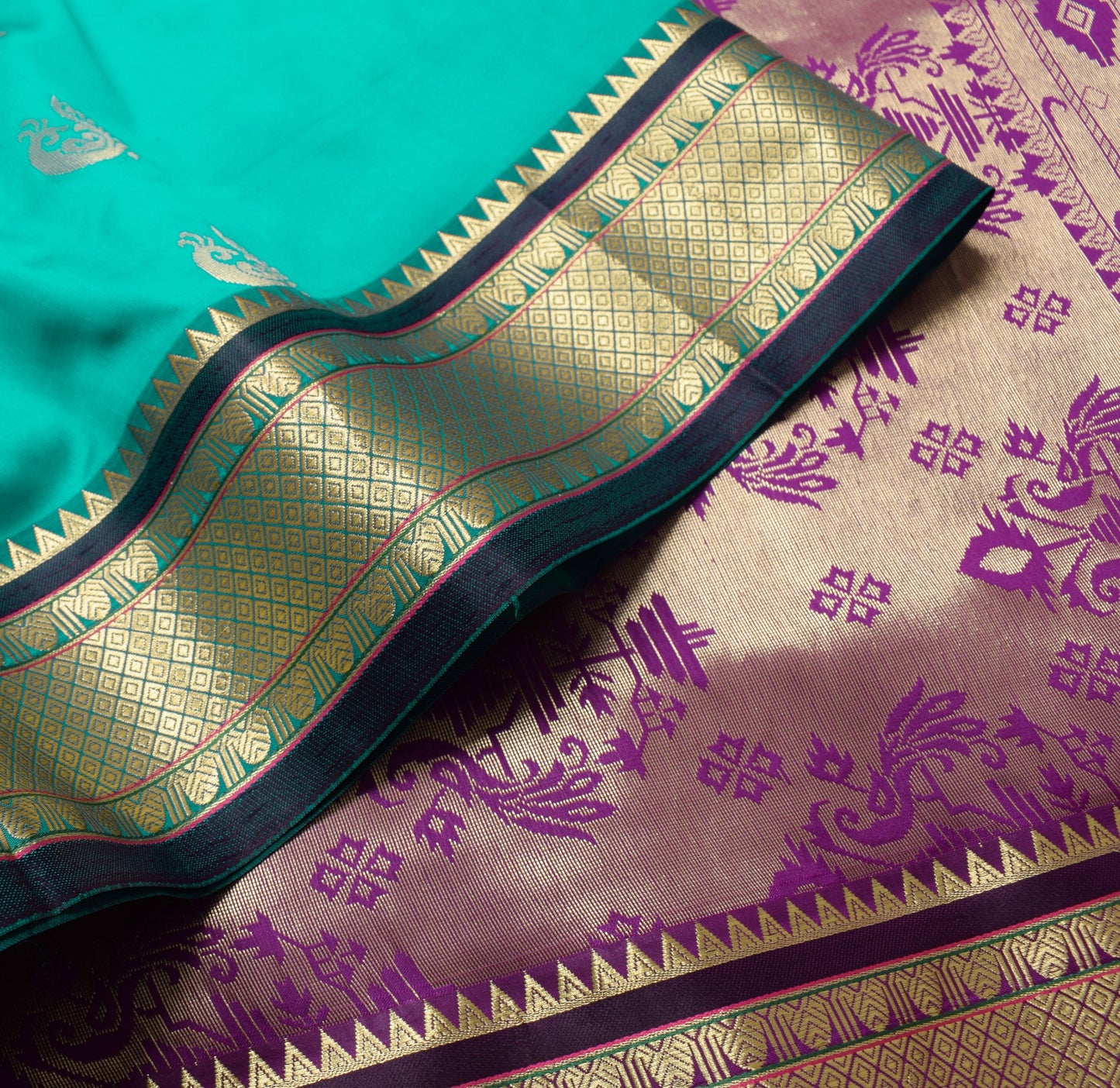 Indian Teal Green Sari Banarasi Art Silk Saree with Blouse Gold Zari Weaving