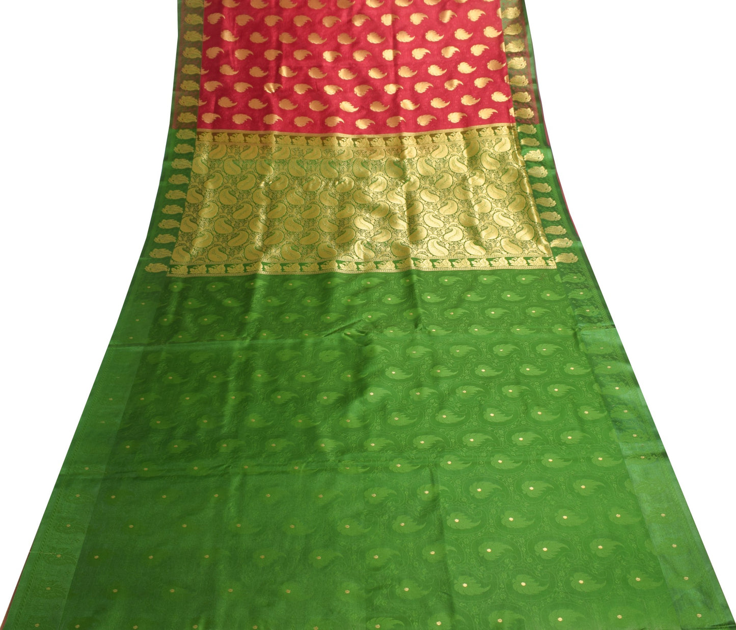 Indian Yellow Banarasi Sari Art Cotton Saree with Blouse Fabric Gold Zari Woven