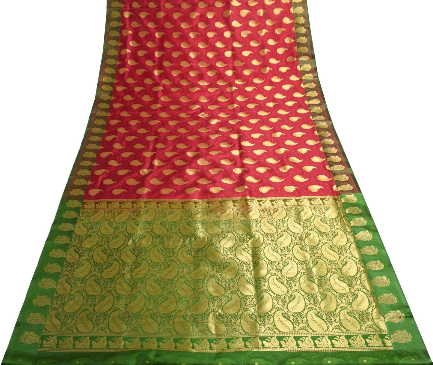 Indian Yellow Banarasi Sari Art Cotton Saree with Blouse Fabric Gold Zari Woven