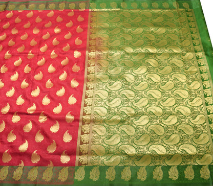 Indian Yellow Banarasi Sari Art Cotton Saree with Blouse Fabric Gold Zari Woven