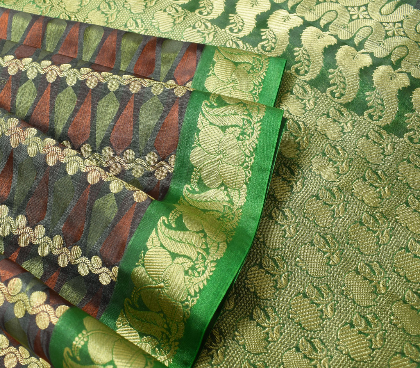 Indian Multi-Color Banarasi Sari Self & Zari Woven Art Silk Saree Blouse Fabric