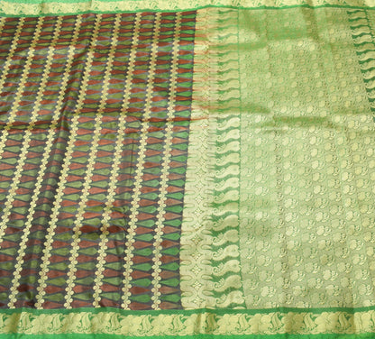 Indian Multi-Color Banarasi Sari Self & Zari Woven Art Silk Saree Blouse Fabric