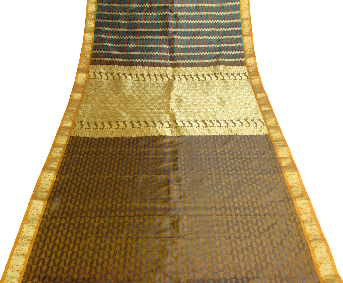 Indian Multi-Color Sari Banarasi Self & Zari Woven Art Silk Saree Blouse Fabric