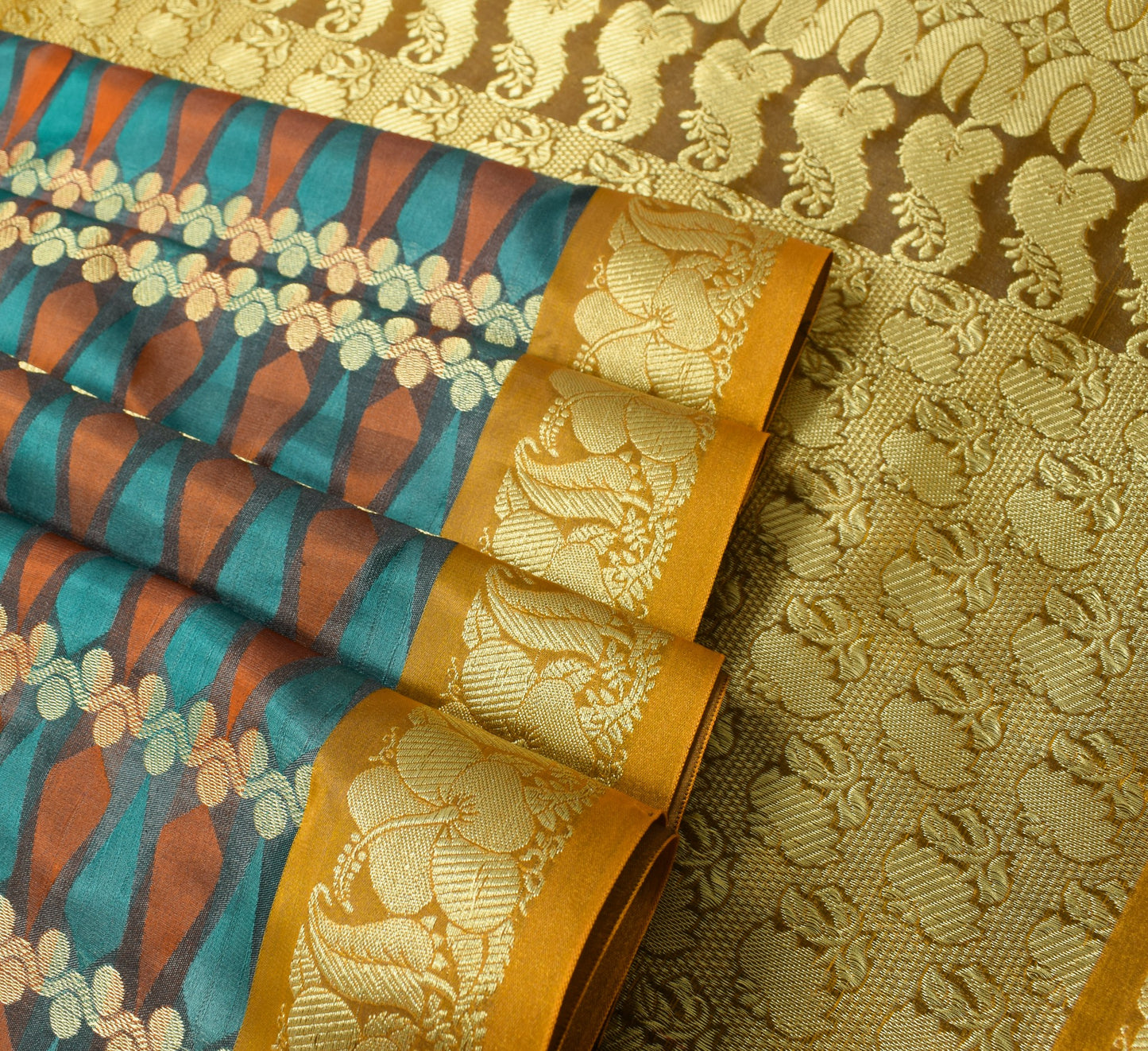 Indian Multi-Color Sari Banarasi Self & Zari Woven Art Silk Saree Blouse Fabric