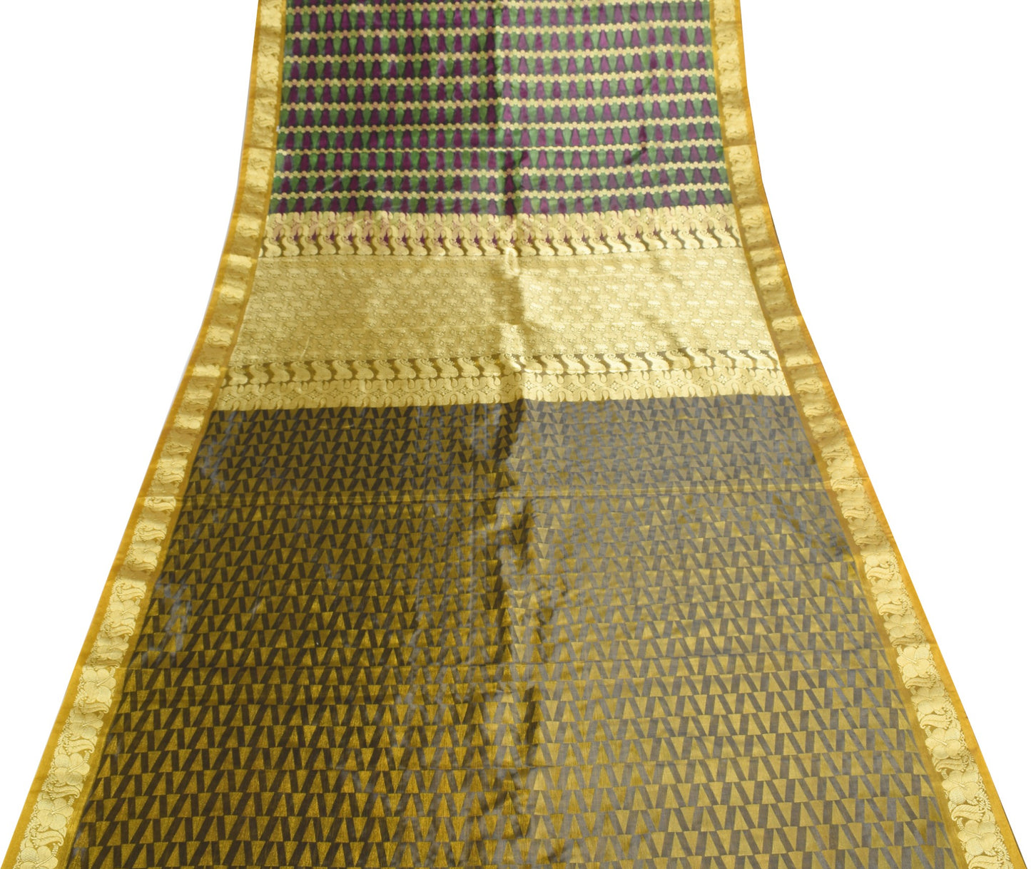 Indian Multi-Color Banarasi Sari Art Silk Self & Zari Woven Saree Blouse Fabric