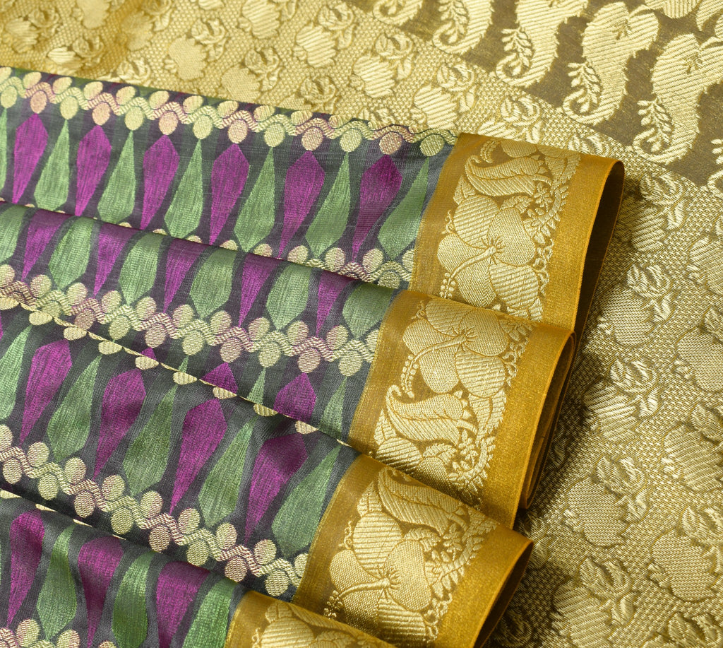 Indian Multi-Color Banarasi Sari Art Silk Self & Zari Woven Saree Blouse Fabric