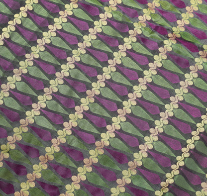 Indian Multi-Color Banarasi Sari Art Silk Self & Zari Woven Saree Blouse Fabric