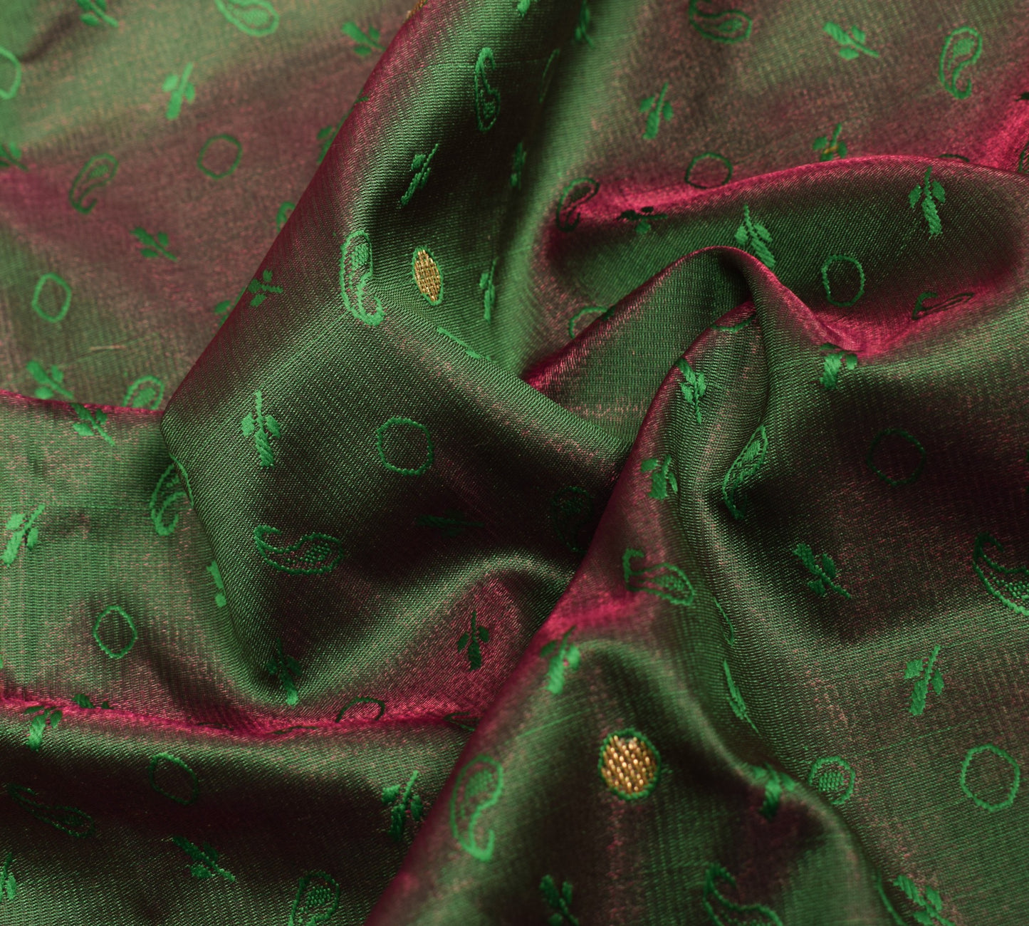 Indian Green Purple DualTone Sari Art Silk Banarasi Saree Blouse Gold Zari Woven