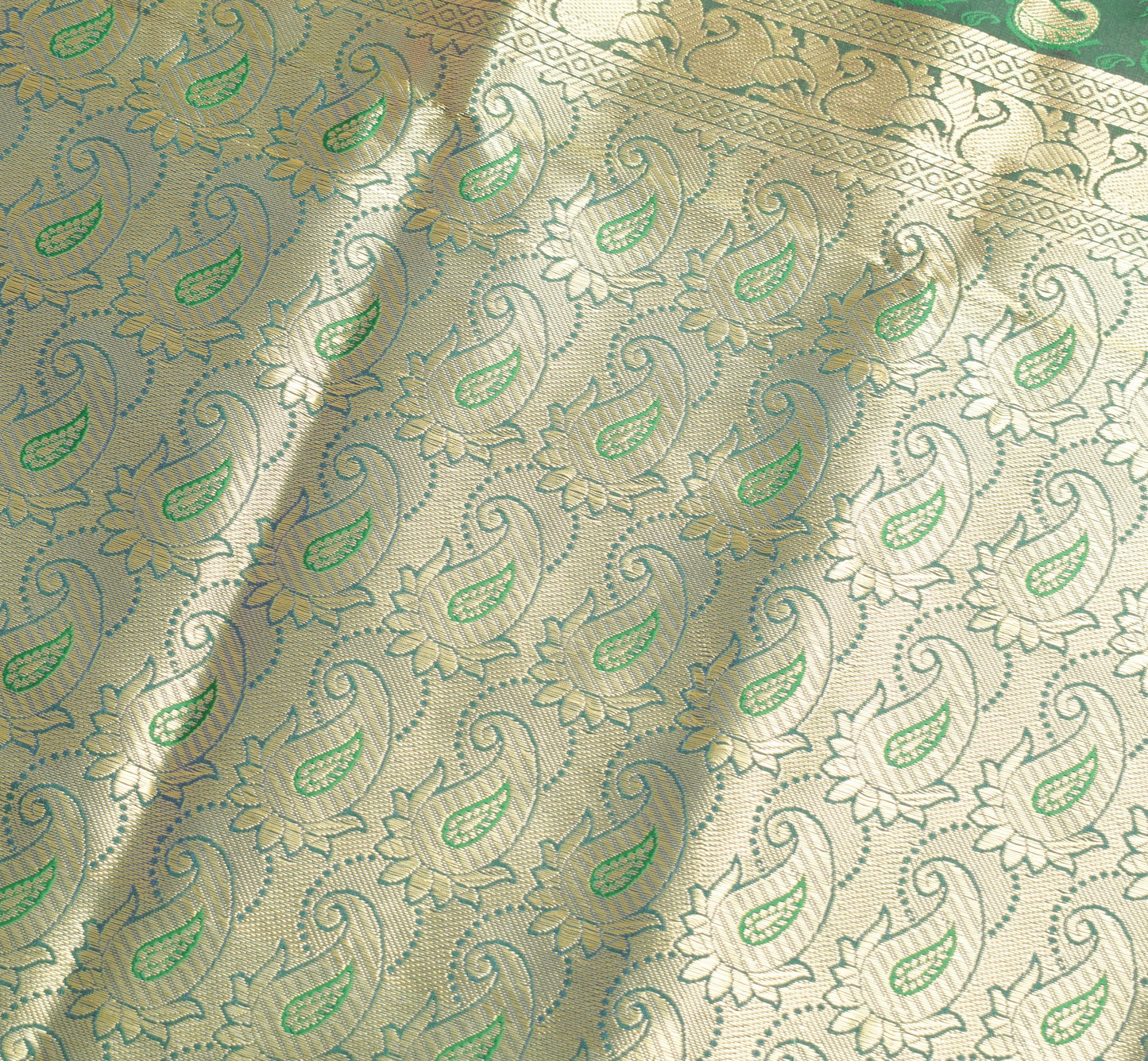 Indian Green Purple DualTone Sari Art Silk Banarasi Saree Blouse Gold Zari Woven