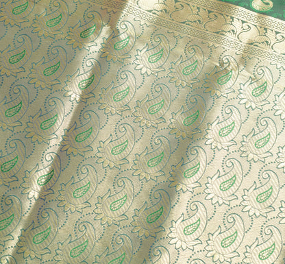 Indian Green Purple DualTone Sari Art Silk Banarasi Saree Blouse Gold Zari Woven