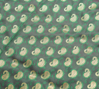 Indian Green Purple DualTone Sari Art Silk Banarasi Saree Blouse Gold Zari Woven