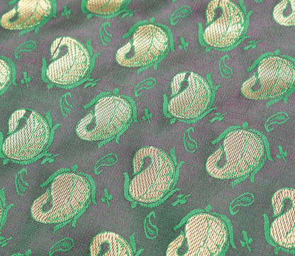 Indian Green Purple DualTone Sari Art Silk Banarasi Saree Blouse Gold Zari Woven