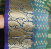 Indian Green Purple DualTone Sari Art Silk Banarasi Saree Blouse Gold Zari Woven