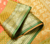Indian Orange Dual Tone Sari Art Silk Banarasi Saree Blouse Gold Zari Woven