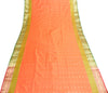 Indian Orange Dual Tone Sari Art Silk Banarasi Saree Blouse Gold Zari Woven