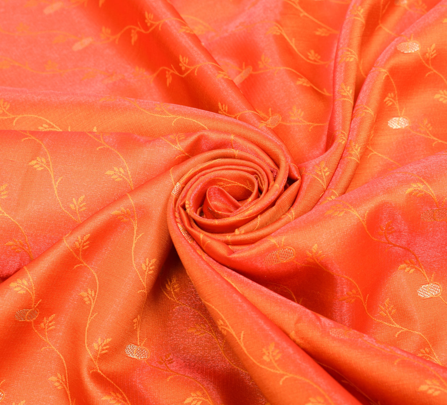 Indian Orange Dual Tone Sari Art Silk Banarasi Saree Blouse Gold Zari Woven